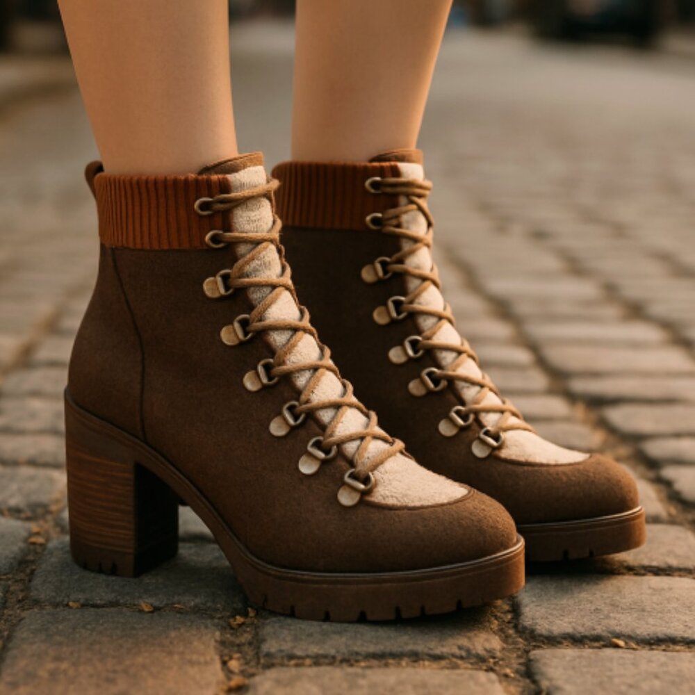 NEW KORKS Elin High Pile Fleece Lug Sole Bootie